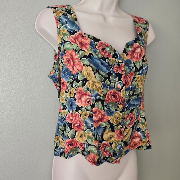 Vintage Rampage Floral Button Up Corset Tank Blouse - Picture 3 of 7